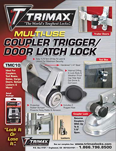 Trimax 2- T3'S - 5/8" Reciever & (1) Tmc10 Span Coupler Lock, with Flat Keys TMC3310, Clam Packaging