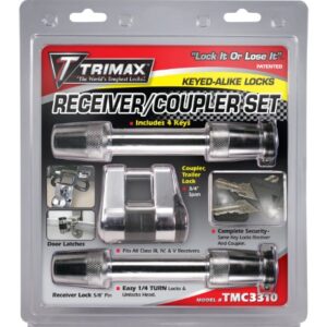 Trimax 2- T3'S - 5/8" Reciever & (1) Tmc10 Span Coupler Lock, with Flat Keys TMC3310, Clam Packaging