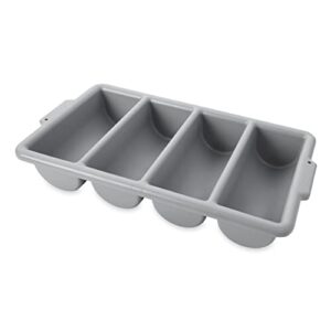 rubbermaid commercial products 4-compartment cutlery bin, gray, silverware tray for restaurant/kitchen use