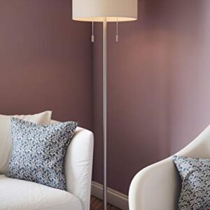 Kenroy Home 21405BS Stowe Floor Lamp with Brushed Steel Finish, Modern Style, 61" Height, 19" Width, 19" Depth