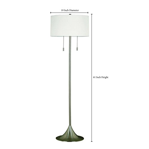 Kenroy Home 21405BS Stowe Floor Lamp with Brushed Steel Finish, Modern Style, 61" Height, 19" Width, 19" Depth