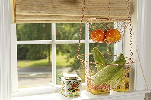 Fox Run 3-Tier Copper Kitchen Hanging Fruit Baskets, 32 Inches