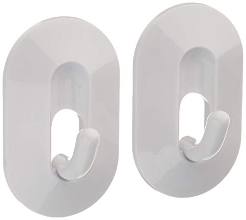 Spectrum Diversified Wall Mounted Magnetic Classic Hook for Fridge Hanging Keys Rings and More Storage, 2 Pack, White