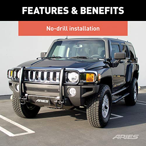 ARIES 4078 Black Steel Grille Guard, No-Drill, Select Hummer H3, H3T