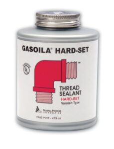 gasoila hard-set thread sealant varnish for metal, pvc, rubber, marble, wood, and porcelain 1/4 pt. with brush