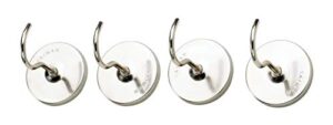 hic kitchen hic strong magnetic hanger hooks, heavy duty steel with bright chrome finish, 1.25 x 1.5-inches, set of 4
