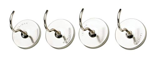 HIC Kitchen HIC Strong Magnetic Hanger Hooks, Heavy Duty Steel with Bright Chrome Finish, 1.25 x 1.5-Inches, Set of 4