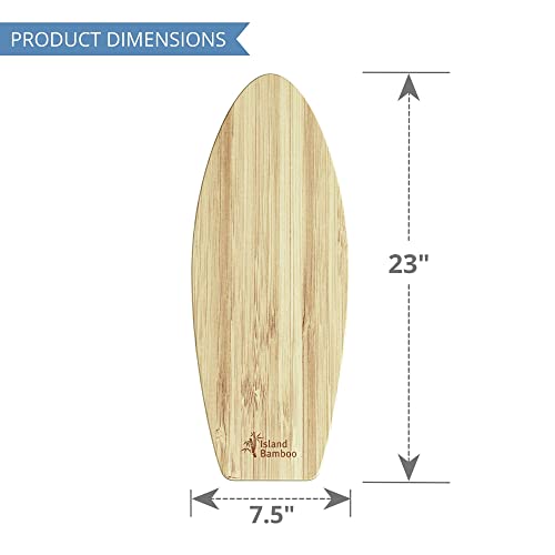 Laguna Bamboo Mini Surfboard Cutting Board, 23-inch by 7.5-inch - Earth Friendly Bamboo Surf Board with Stylish Honey Stripe Design for Wall Decor - Surf Boards for Decorating - by Island Bamboo