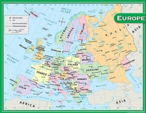teacher created resources europe map chart, multi color (7654)