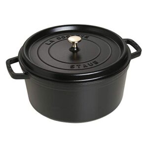 staub cast iron 9-qt round cocotte – black matte, made in france