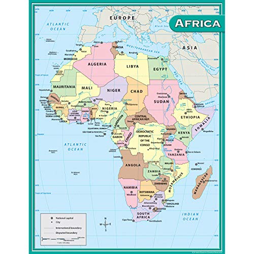 Teacher Created Resources Africa Map Chart, Multi Color (7650)