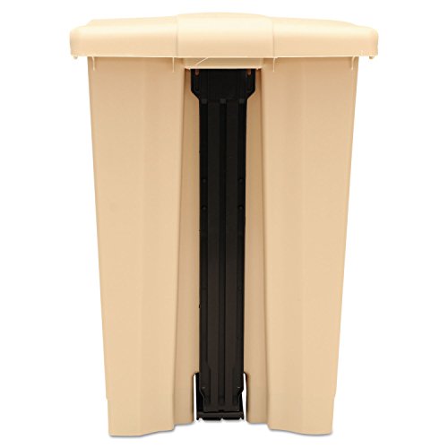 Rubbermaid Commercial Step Waste Container, 17.1" x 15.8" x 16.3", Beige