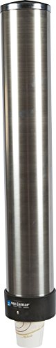 San Jamar C3200P Stainless Steel Pull Type Beverage Cup Dispenser, Fits 6oz to 10oz Cup Size, 2-7/32" to 3-3/16" Rim, 23-1/2" Tube Length