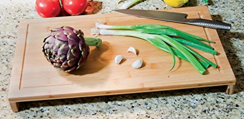 Lipper International Bamboo Wood Over-The-Sink/Stove Kitchen Cutting and Serving Board, Large, 20-1/2" x 11-1/2" x 2"