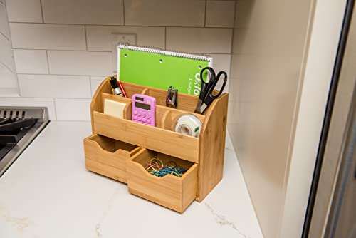 Lipper International 809 Bamboo Wood Space-Saving Desk Organizer, 13" x 10" x 5 3/8"