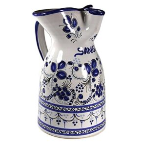 el puente del arzobispo blue flor ceramic sangria pitcher (1/2 gallon capacity)