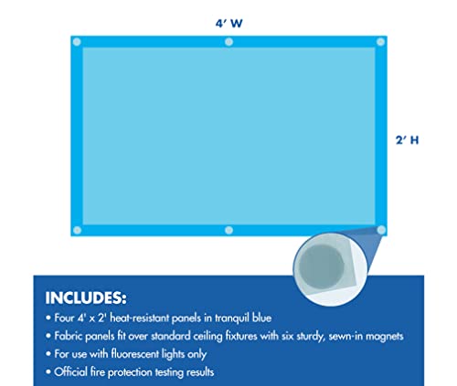 Educational Insights The Original Fluorescent Light Filters: Tranquil Blue 4-Pack, Fluorescent Light Covers, Easy Install for Classrooms, Office, Hospitals & Home, Teacher Classroom Decor