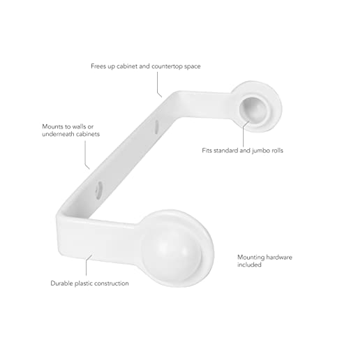 Spectrum Diversified Wall Mount Holder Easy Installation, Under Kitchen Cabinet Paper Towel Dispenser, Use, White