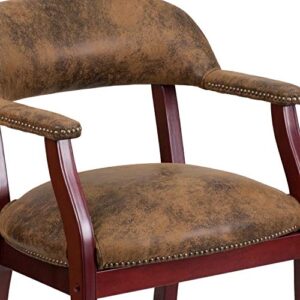 Flash Furniture Bomber Jacket Brown Luxurious Conference Chair with Accent Nail Trim and Casters