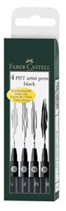 faber castell 167100 pit artist pens, set of 4, black assortment, 199 s, f, m, b