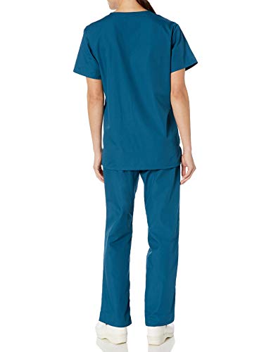 Cherokee Adult's Unisex Top and Scrub Pant Set, Caribbean Blue, Medium