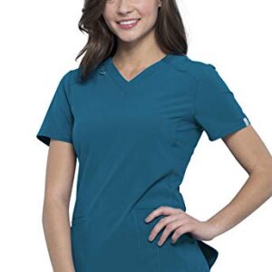 Cherokee Infinity Women Scrubs Top V-Neck CK865A, M, Caribbean Blue