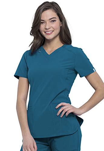 Cherokee Infinity Women Scrubs Top V-Neck CK865A, M, Caribbean Blue