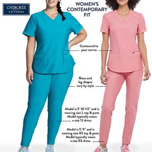 Cherokee Infinity Women Scrubs Top V-Neck CK865A, M, Caribbean Blue