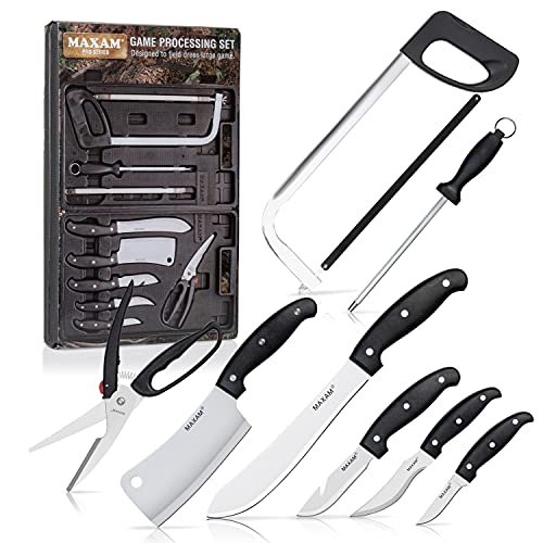 Maxam Game Processing Set, for Field Dressing Deer and Other Game, Fully Portable in a Durable Case, 13-Piece