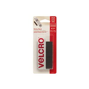 velcro brand sticky back strips with adhesive | 4 count | black 3 1/2 x 3/4 in | hook and loop fasteners for home organization, classroom or office
