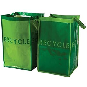 great useful stuff set of 2: g.u.s. recycle bins for home and office – waterproof, tall with extra sturdy handles. durable, washable, affordable recycle bags