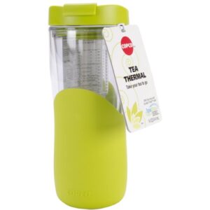 copco tea thermal double wall tumbler with removable infuser, 14 ounces, green