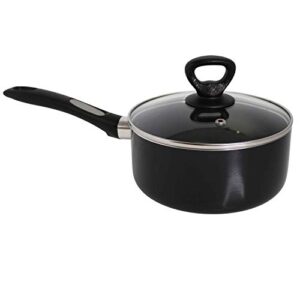 Mirro A7972484 Get A Grip Aluminum Nonstick 3-Quart Saucepan with Glass Lid Cover Cookware, Black