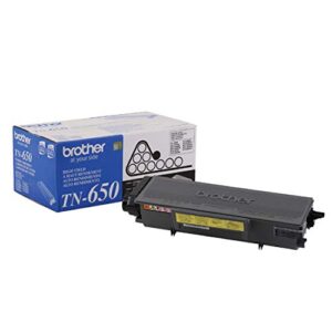 brother genuine high yield toner cartridge, tn650, replacement black toner, page yield up to 8,000 pages