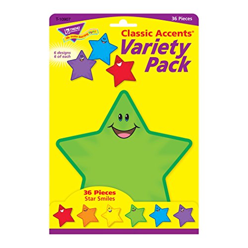 TREND ENTERPRISES Accents, Star Smiles Classic, 5-1/2-Inch Tall, 36/Pack, Multi (TEPT10907)