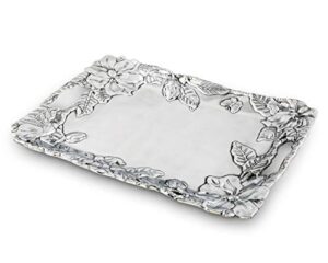 arthur court designs aluminum magnolia clutch breakfast & dinner serving for drinks snack fruits, food coffee table storage tray for home decoration 18.5 inch x 13.75 inch