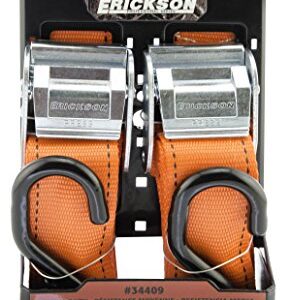 Erickson 34409 Pro Series Orange 2" x 8' Cam Lock Buckle Tie-Down Strap, (Pack of 2)