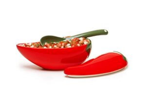 prepworks by progressive salsa bowl with spoon – great for homemade salsa and pico de gallo, dips, party foods, condiments, sauces and toppings
