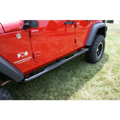 Rugged Ridge 11590.06 Tube Side Step Kit, Round, 3 Inch, Black; 07-18 Jeep Wrangler, 4 Door