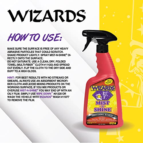 WIZARDS - Mist-N-Shine Professional Detailer, High-Gloss Car Detailing and Surface Cleaner Spray (22 oz.)