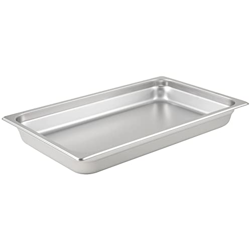 Winco 2.5-Inch Deep Full-Size Anti-Jamming Steam Table Pan, 25 Gauge, NSF, Stainless Steel