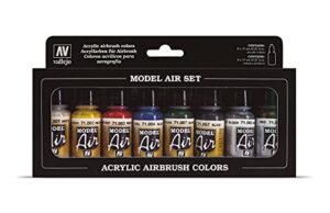 vallejo metallic colors model air paint, 8 bottles x 17ml