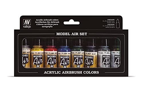 Vallejo Metallic Colors Model Air Paint, 8 bottles X 17ml