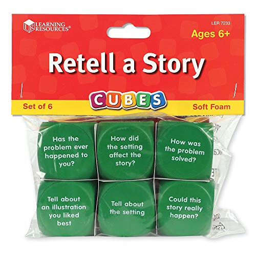 Learning Resources Retell A Story Cubes, 6 Foam Cubes, Reading & Listening Comprehension, Set of 6, Grades 1+, Ages 6+