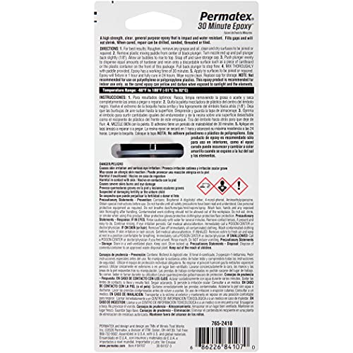 Permatex 84107 PermaPoxy 30 Minute High Strength General Purpose Epoxy, 0.84 oz.