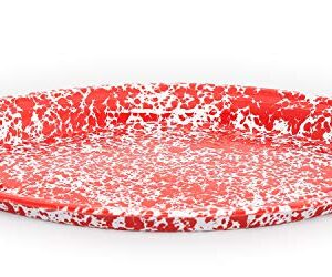 Crow Canyon Home Enamelware Oval Platter, 18 inch, Red/White Splatter