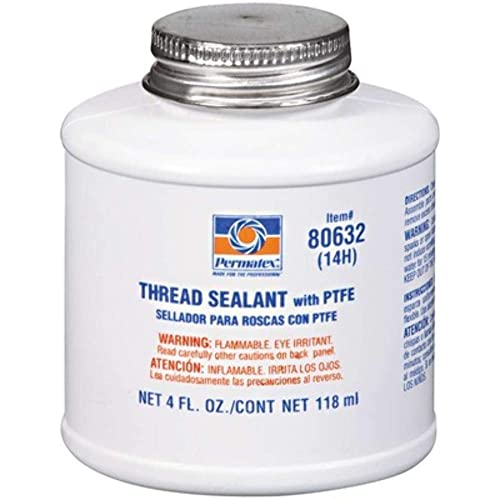 Permatex 80632 Thread Sealant with PTFE, 4 oz. , White