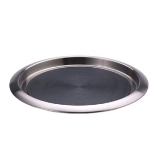 service ideas tr1412sr tray with built in insert, 12″ round, stainless steel