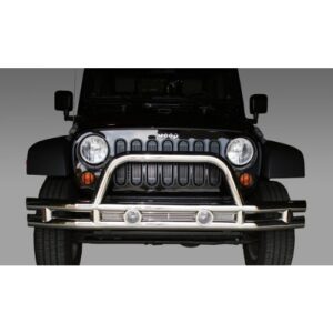 Rugged Ridge Dual Tube Bumper, Front | Full-Width w/ Hoop, Stainless Steel | 11563.10 | Fits 2007-2018 Jeep Wrangler JK