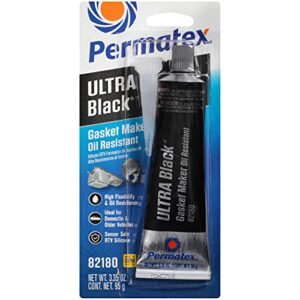 permatex 82180 ultra black maximum oil resistance rtv silicone gasket maker, sensor safe and non-corrosive, for high flex and oil resistant applications 3 oz